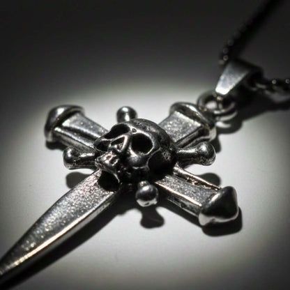 COVENANT SKULL CROSS - 33mm Pure Titanium Steel Pendant with 27inch Round Box 4mm Chain for Men & Boys — SS Pendant/ Necklace for Men | THE MEN THING