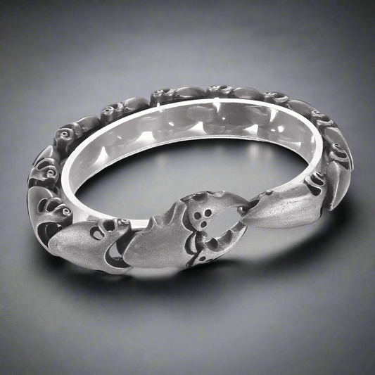 CRABCUFF - 22mm Pure Titanium Steel Bracelet,  Bracelet with hook buckle for Men & Boy (8inch) - THE MEN THING