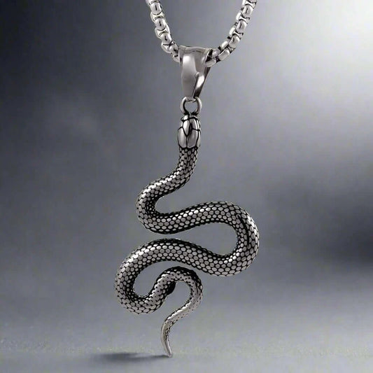 CRAWLING SNAKE - Pure Titanium Steel Pendant with 24inch Round Box Chain for Men & Boys - THE MEN THING