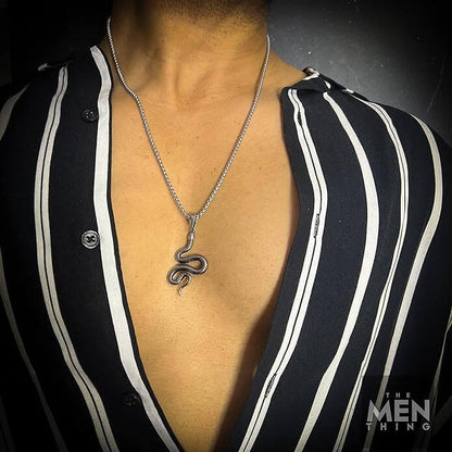 CRAWLING SNAKE - Pure Titanium Steel Pendant with 24inch Round Box Chain for Men & Boys - THE MEN THING