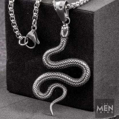 CRAWLING SNAKE - Pure Titanium Steel Pendant with 24inch Round Box Chain for Men & Boys - THE MEN THING
