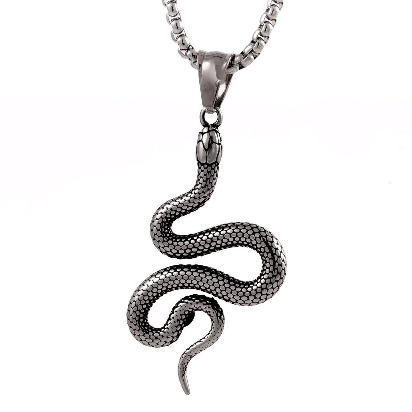 CRAWLING SNAKE - Pure Titanium Steel Pendant with 24inch Round Box Chain for Men & Boys - THE MEN THING