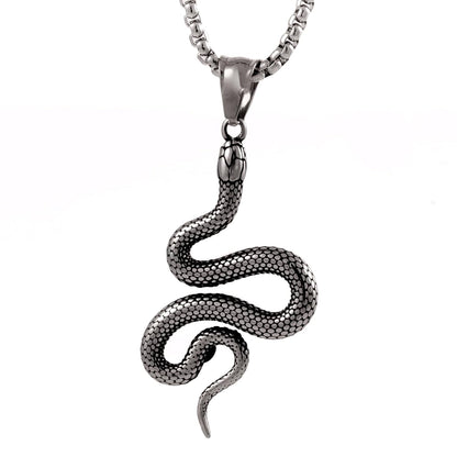 CRAWLING SNAKE - Pure Titanium Steel Pendant with 24inch Round Box Chain for Men & Boys - THE MEN THING
