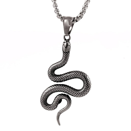 CRAWLING SNAKE - Pure Titanium Steel Pendant with 24inch Round Box Chain for Men & Boys — SS Pendant/ Necklace for Men | THE MEN THING