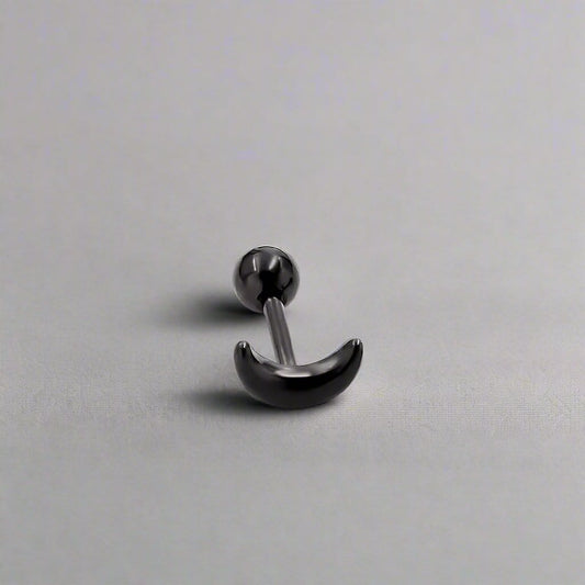 CRESCENT MOON - Pure Titanium Steel Piercing Screw Ball Ear Earrings for Men & Boys (2 Pcs) - THE MEN THING