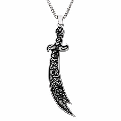 CRESCENT SWORD - 17mm Pure Titanium Steel  Pendant with 24inch Round Box 4mm Chain for Men & Boys - THE MEN THING