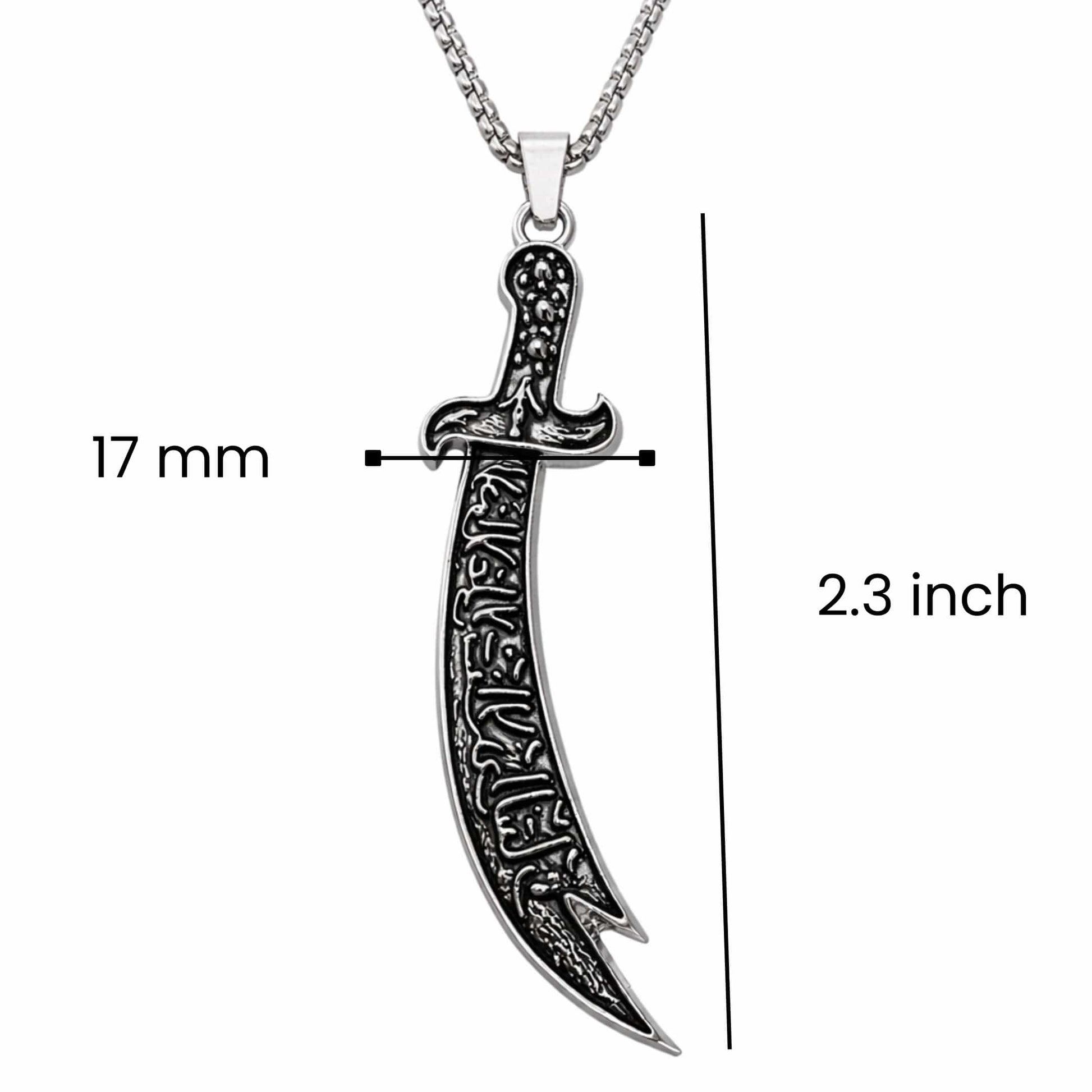 CRESCENT SWORD - 17mm Pure Titanium Steel  Pendant with 24inch Round Box 4mm Chain for Men & Boys - THE MEN THING