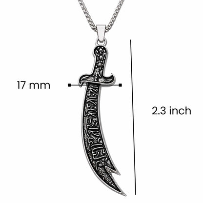 CRESCENT SWORD - 17mm Pure Titanium Steel  Pendant with 24inch Round Box 4mm Chain for Men & Boys - THE MEN THING