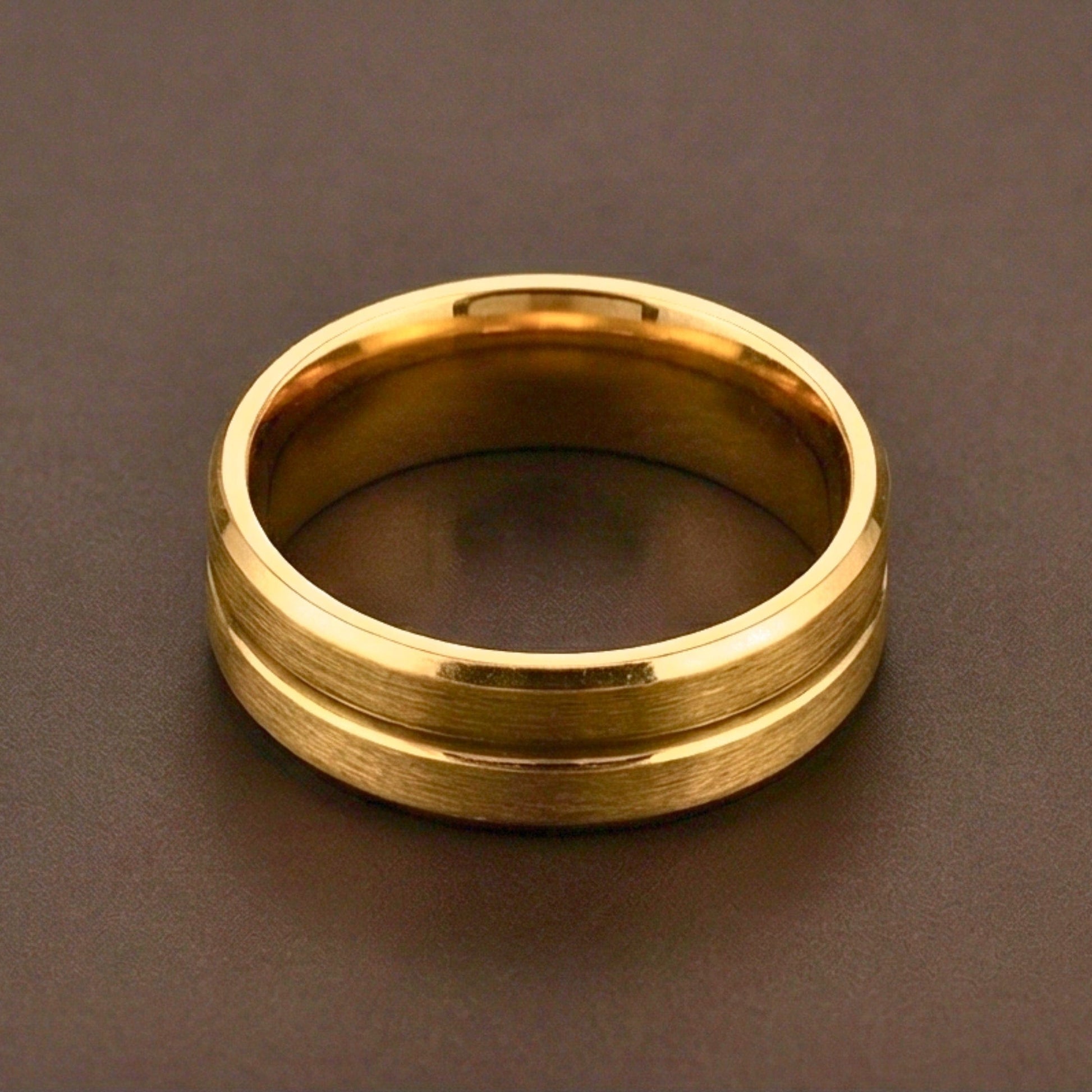 CREST DUAL LINE - Pure Stainless Steel Men’s Gold-Plated Ring (Size : 17-22-27) - THE MEN THING