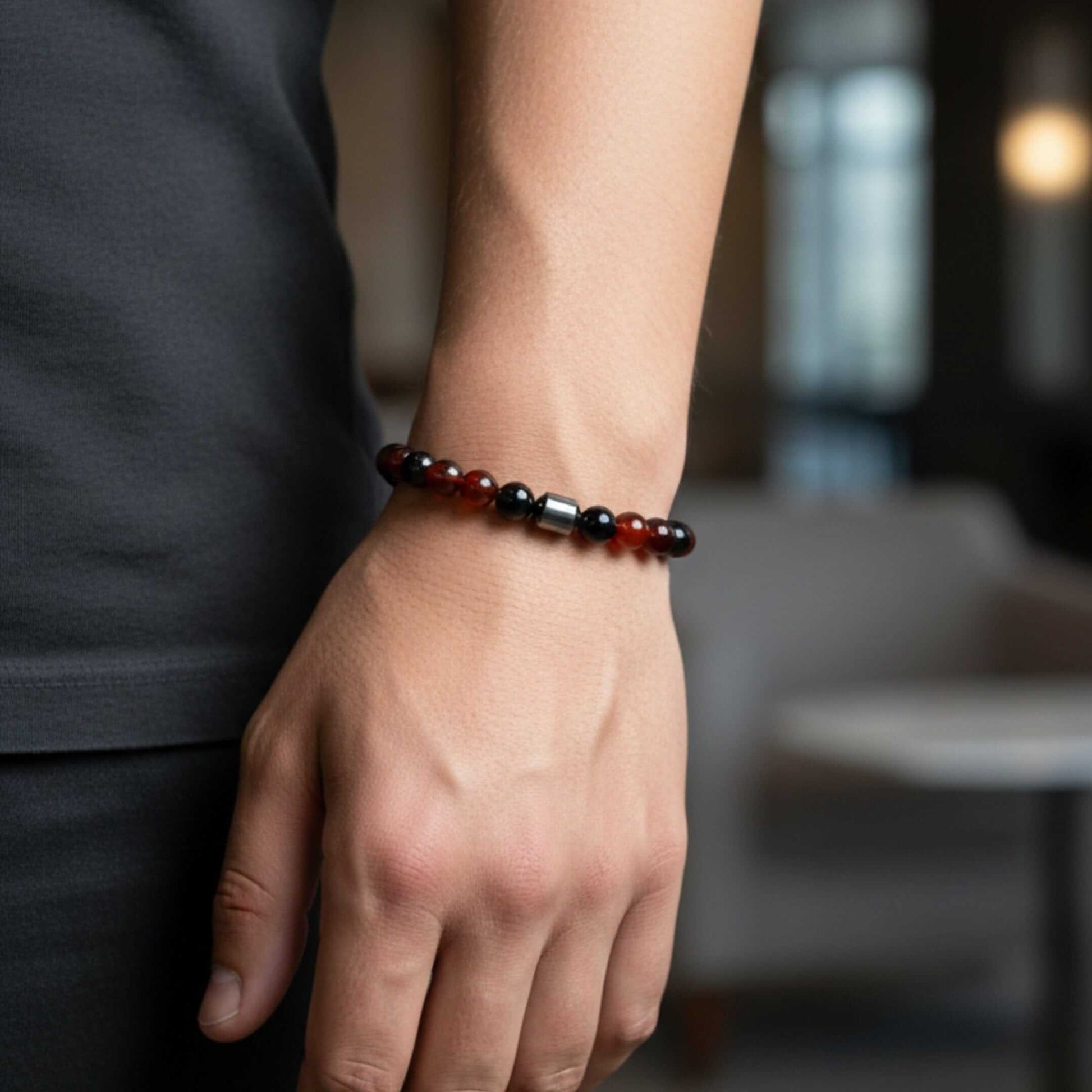 CRIMSON ONYX - 10mm Beads Bracelet with Natural Stone - Adjustable Bracelet - THE MEN THING