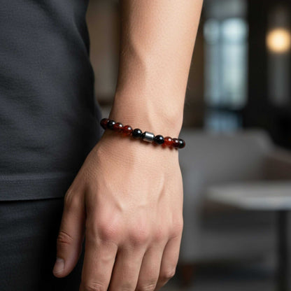 CRIMSON ONYX - 10mm Beads Bracelet with Natural Stone - Adjustable Bracelet - THE MEN THING