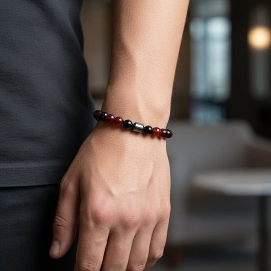 CRIMSON ONYX - 10mm Beads Bracelet with Natural Stone - Adjustable Bracelet - THE MEN THING