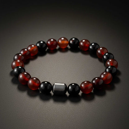 CRIMSON ONYX - 10mm Beads Bracelet with Natural Stone - Adjustable Bracelet - THE MEN THING