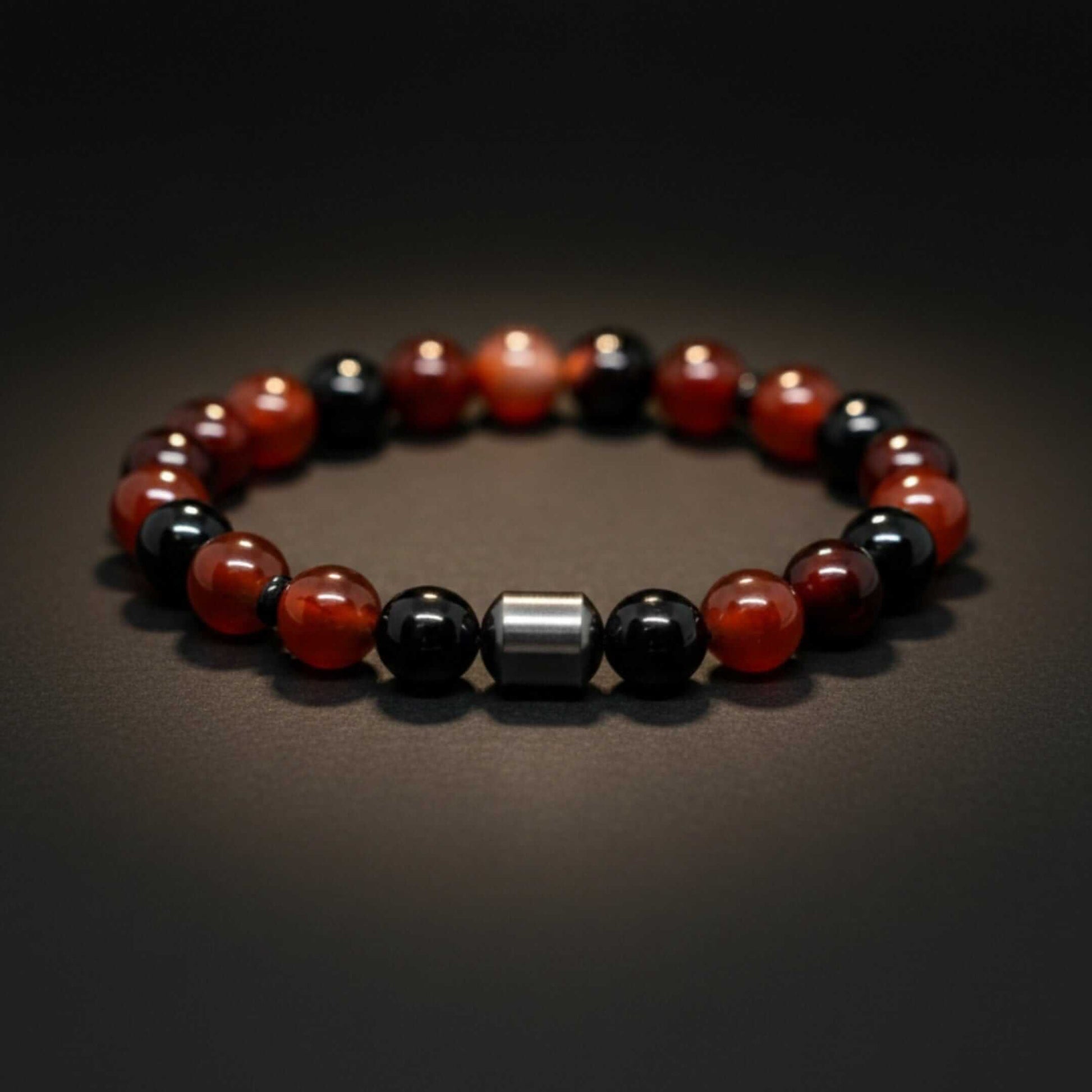 CRIMSON ONYX - 10mm Beads Bracelet with Natural Stone - Adjustable Bracelet - THE MEN THING