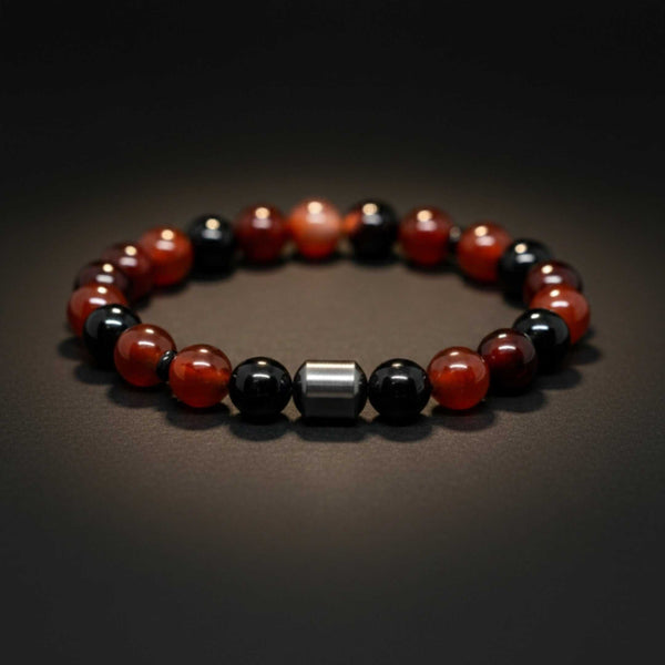 CRIMSON ONYX - 10mm Beads Bracelet with Natural Stone - Adjustable Bracelet