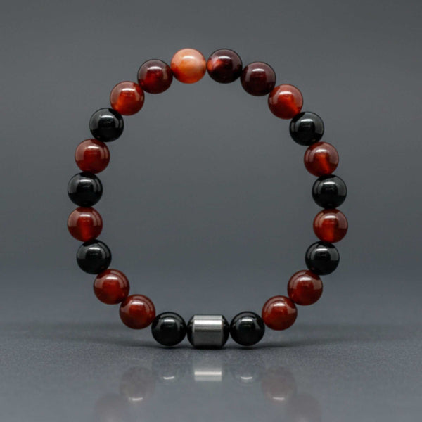 CRIMSON ONYX - 10mm Beads Bracelet with Natural Stone - Adjustable Bracelet