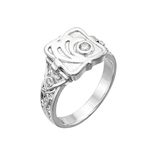 CRIMSON ROSE CREST - Steel - Pure Stainless Steel Men’s Ring for Men & Boys (Size : 18-22-27) - THE MEN THING