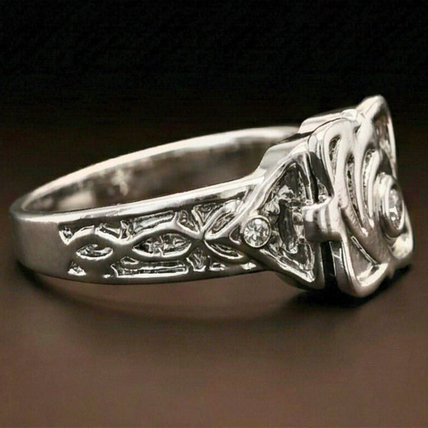 CRIMSON ROSE CREST - Steel - Pure Stainless Steel Men’s Ring for Men & Boys (Size : 18-22-27)