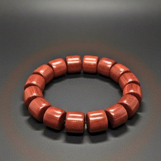 CRIMSON TIMBER - 16mm Wooden Beads Bracelet with Natural Stone - Adjustable Bracelet - THE MEN THING