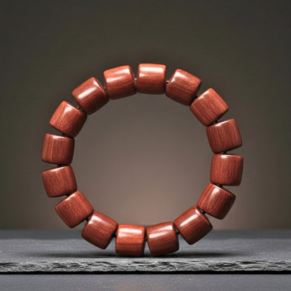 CRIMSON TIMBER - 16mm Wooden Beads Bracelet with Natural Stone - Adjustable Bracelet - THE MEN THING