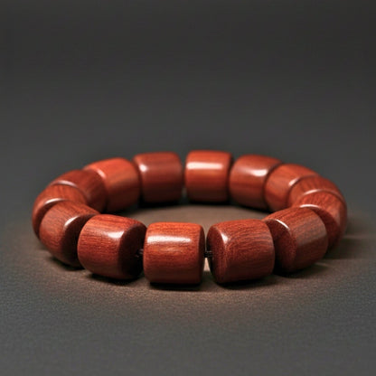 CRIMSON TIMBER - 16mm Wooden Beads Bracelet with Natural Stone - Adjustable Bracelet - THE MEN THING
