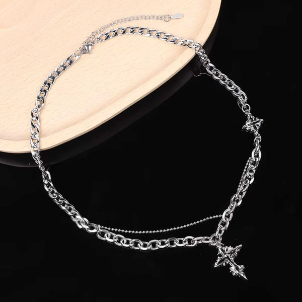CROSS ELITE - 20mm Titanium Steel Pendant with 19 to 21inch Adjustable Cable 6mm Chain for Men & Boys