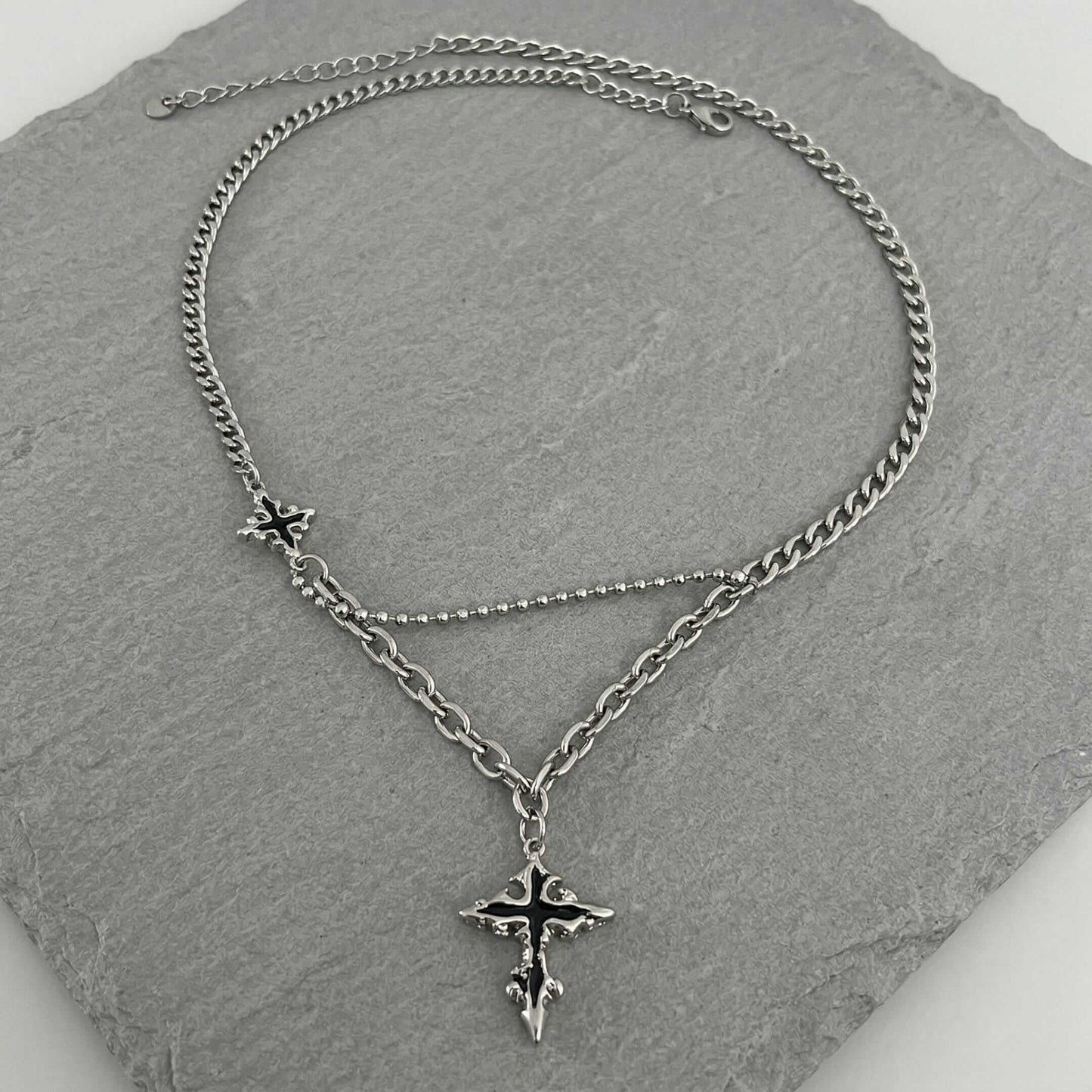 CROSS ELITE - 20mm Titanium Steel Pendant with 19 to 21inch Adjustable Cable 6mm Chain for Men & Boys — SS Pendant/ Necklace for Men | THE MEN THING