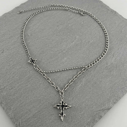 CROSS ELITE - 20mm Titanium Steel Pendant with 19 to 21inch Adjustable Cable 6mm Chain for Men & Boys — SS Pendant/ Necklace for Men | THE MEN THING