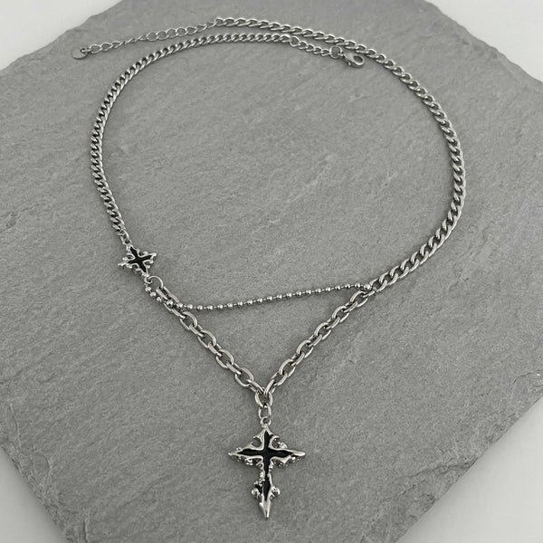 CROSS ELITE - 20mm Titanium Steel Pendant with 19 to 21inch Adjustable Cable 6mm Chain for Men & Boys