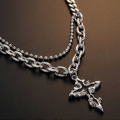 CROSS ELITE - 20mm Titanium Steel Pendant with 19 to 21inch Adjustable Cable 6mm Chain for Men & Boys — SS Pendant/ Necklace for Men | THE MEN THING
