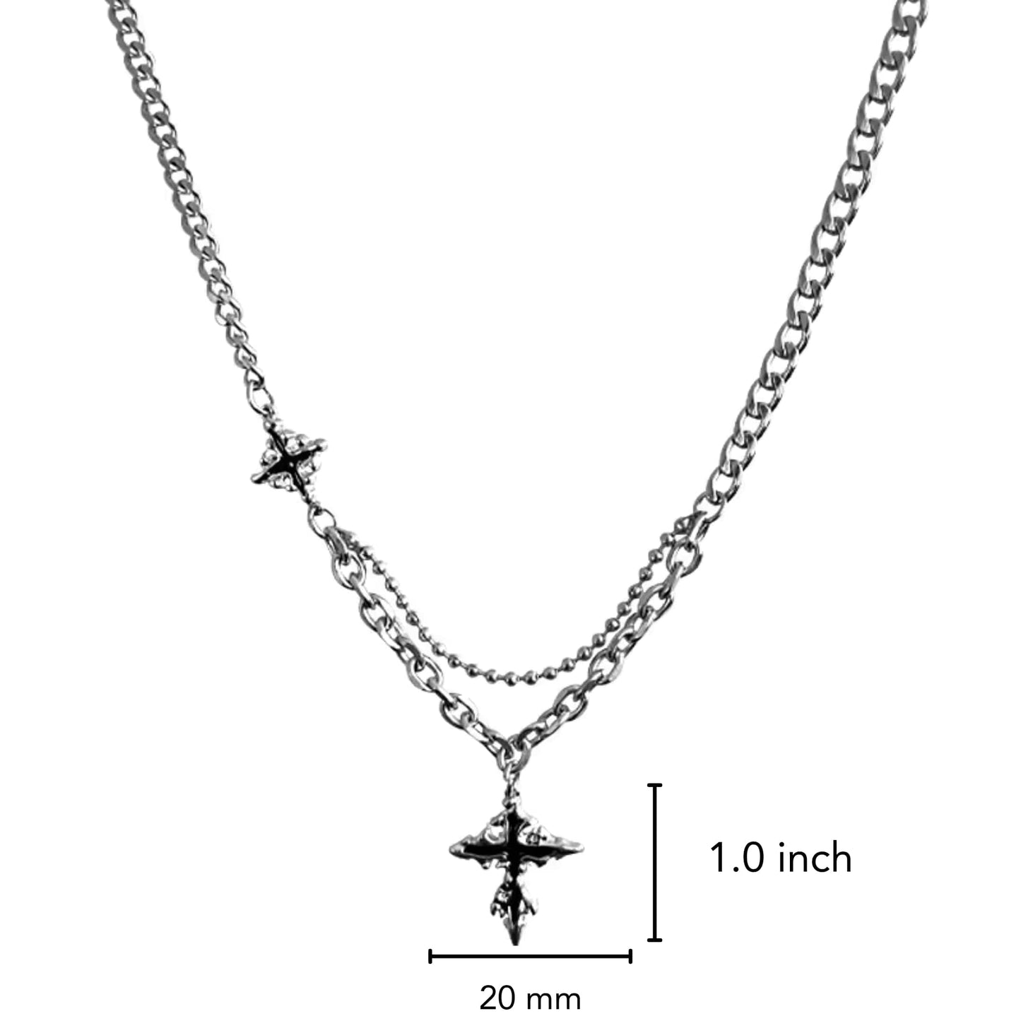 CROSS ELITE - 20mm Titanium Steel Pendant with 19 to 21inch Adjustable Cable 6mm Chain for Men & Boys — SS Pendant/ Necklace for Men | THE MEN THING
