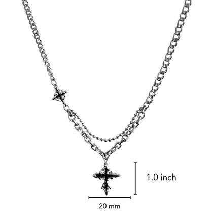 CROSS ELITE - 20mm Titanium Steel Pendant with 19 to 21inch Adjustable Cable 6mm Chain for Men & Boys — SS Pendant/ Necklace for Men | THE MEN THING