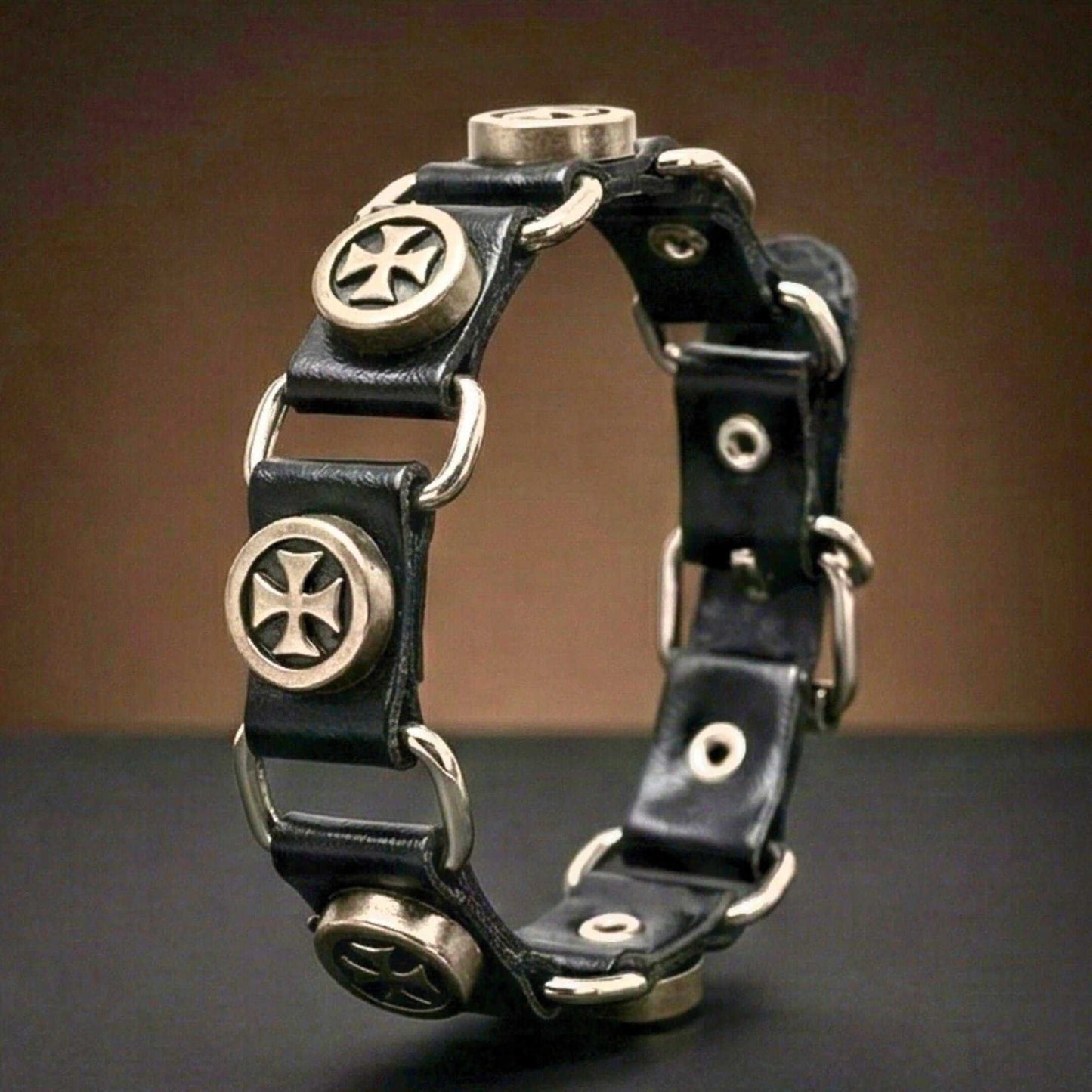 CROSS EMBLEM - 23 mm Genuine Leather Adjustable Bracelet for Men & Boys (8 to 9 inch) - THE MEN THING