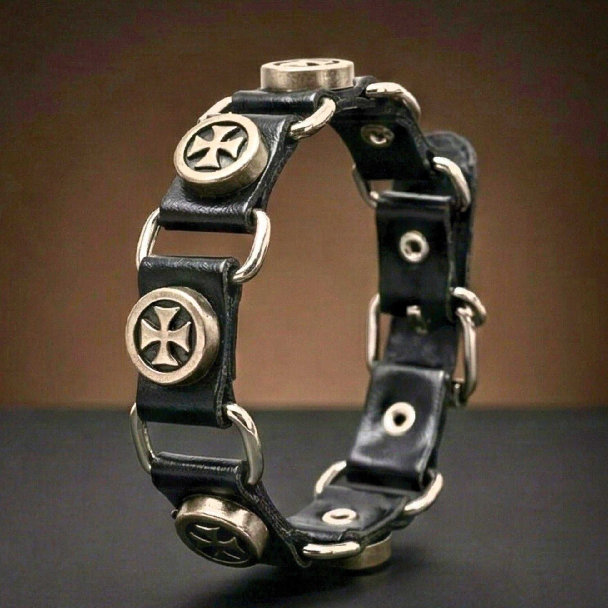 CROSS EMBLEM - 23 mm Genuine Leather Adjustable Bracelet for Men & Boys (8 to 9 inch) - THE MEN THING