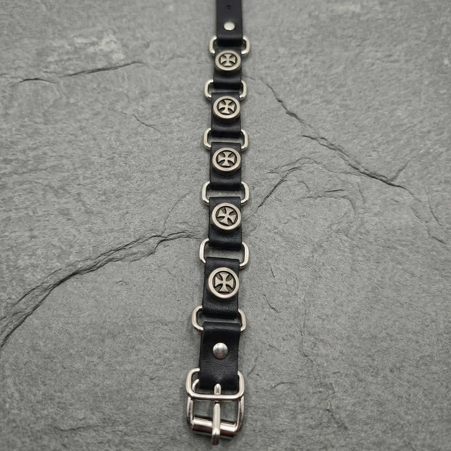 CROSS EMBLEM - 23 mm Genuine Leather Adjustable Bracelet for Men & Boys (8 to 9 inch) - THE MEN THING