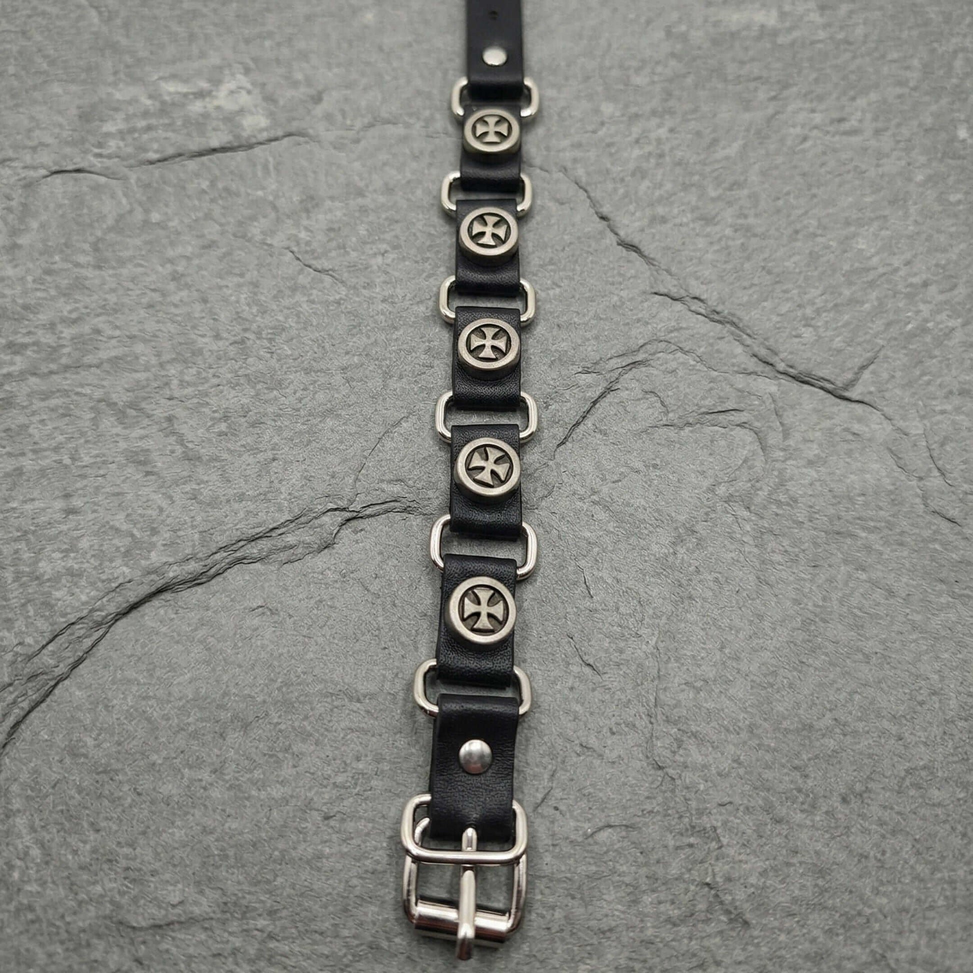 CROSS EMBLEM - 23 mm Genuine Leather Adjustable Bracelet for Men & Boys (8 to 9 inch) - THE MEN THING