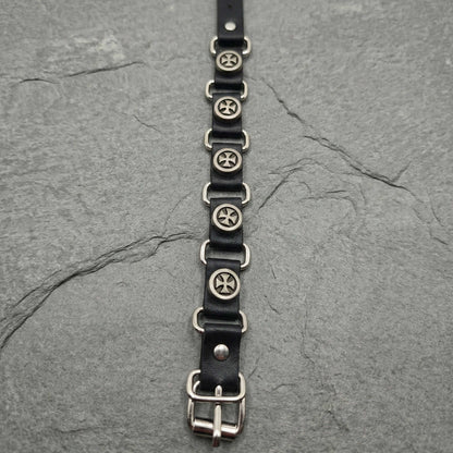 CROSS EMBLEM - 23 mm Genuine Leather Adjustable Bracelet for Men & Boys (8 to 9 inch) - THE MEN THING