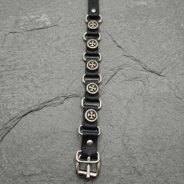 CROSS EMBLEM - 23 mm Genuine Leather Adjustable Bracelet for Men & Boys (8 to 9 inch)