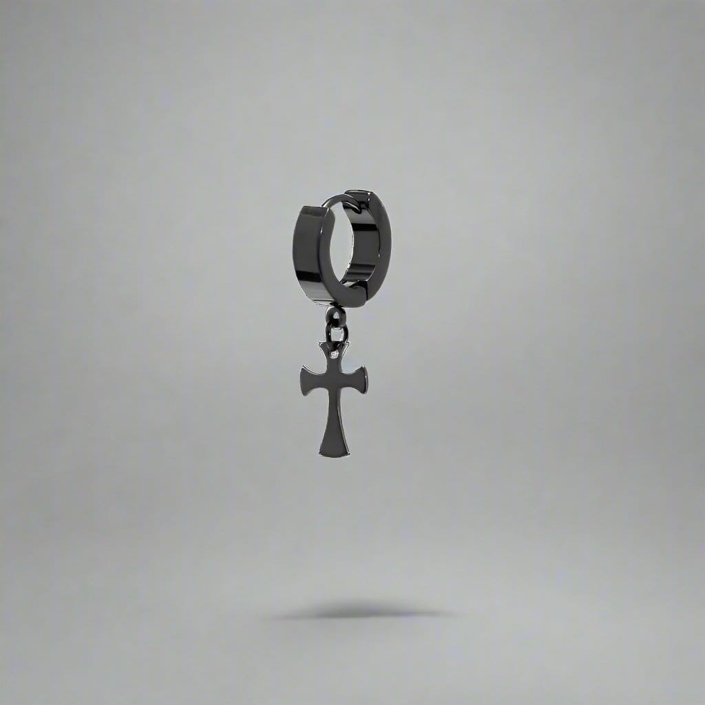 CROSS FIXION - Pure Titanium Steel Ear Hoop Earrings for Men & Boys (2 Pcs) - THE MEN THING