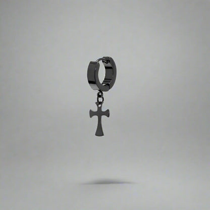 CROSS FIXION - Pure Titanium Steel Ear Hoop Earrings for Men & Boys (2 Pcs) - THE MEN THING