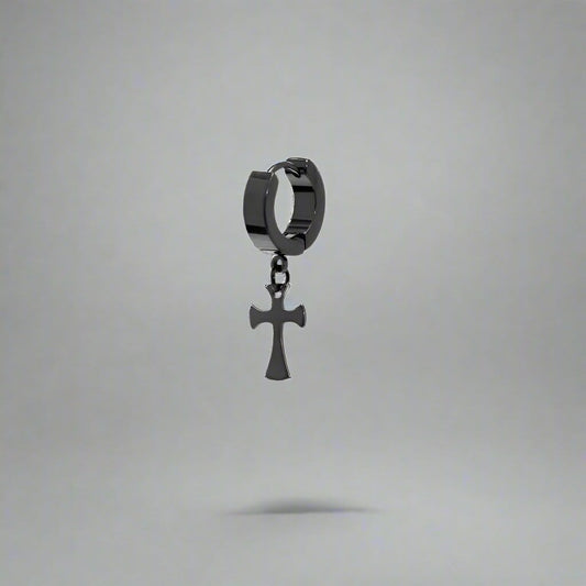 CROSS FIXION - Pure Titanium Steel Ear Hoop Earrings for Men & Boys (2 Pcs) - THE MEN THING