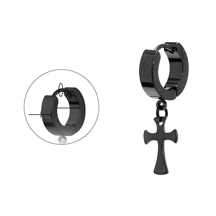 CROSS FIXION - Pure Titanium Steel Ear Hoop Earrings for Men & Boys (2 Pcs) - THE MEN THING