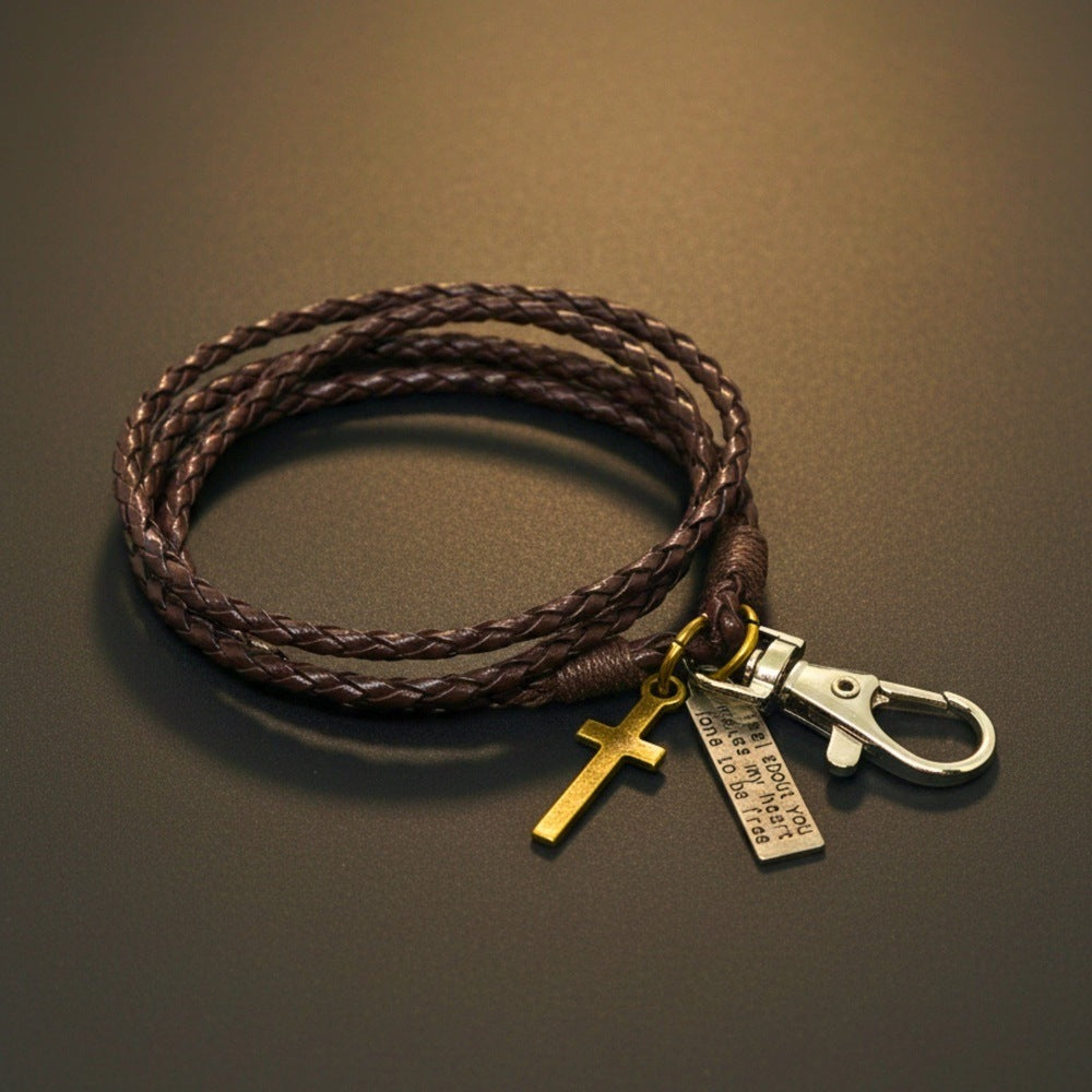 CROSSLOOM - Coffee 8mm Genuine Leather Bracelet with Stainless Steel Lobster Clasp for Men & Boys (15 inch) - THE MEN THING