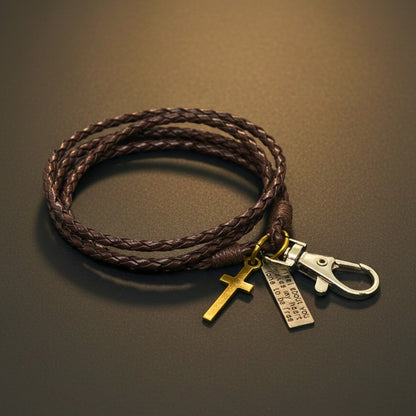 CROSSLOOM - Coffee 8mm Genuine Leather Bracelet with Stainless Steel Lobster Clasp for Men & Boys (15 inch) - THE MEN THING