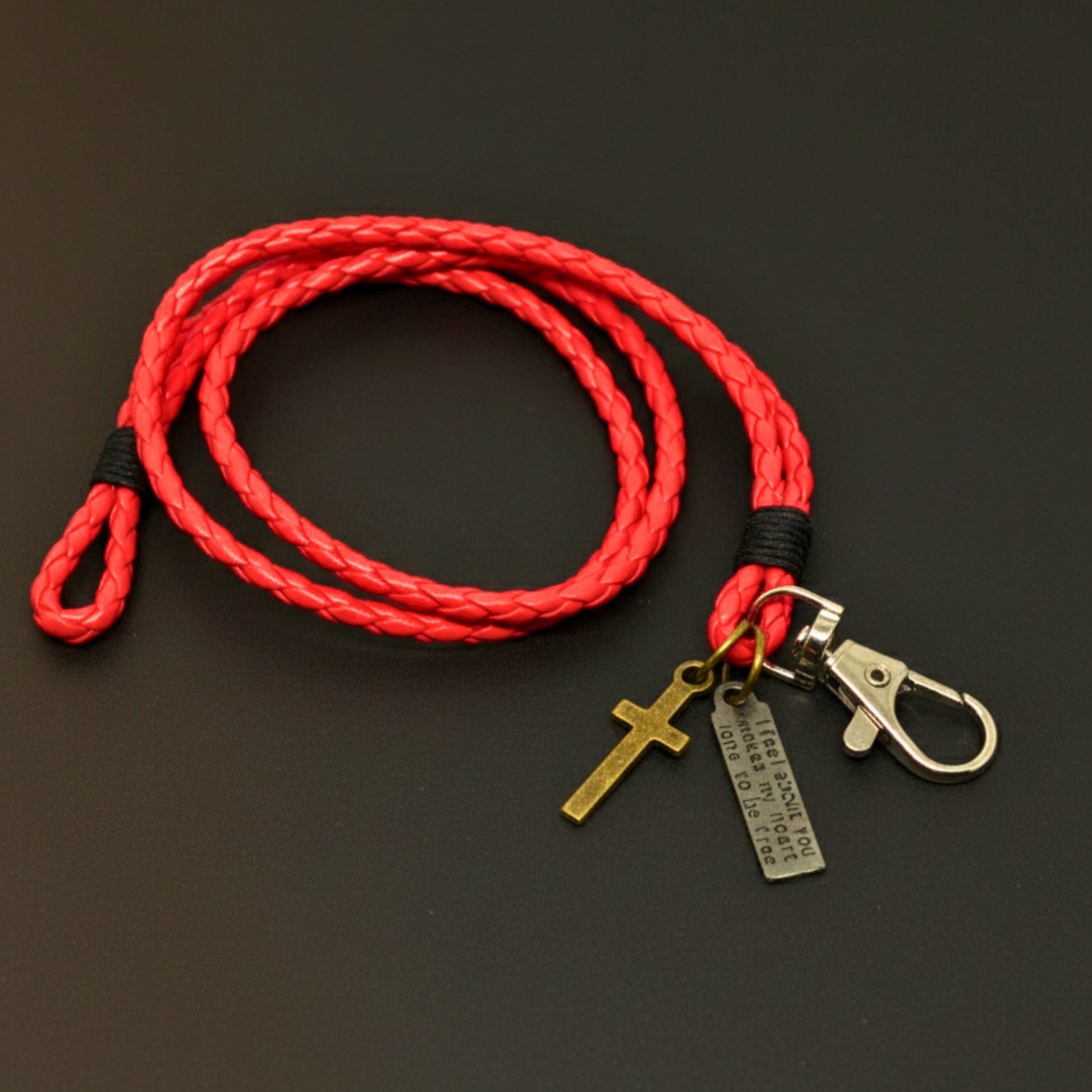 CROSSLOOM - Red 8mm Genuine Leather Bracelet with Stainless Steel Lobster Clasp for Men & Boys (15 inch) - THE MEN THING