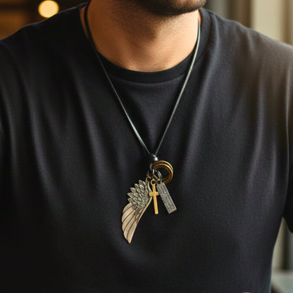 CROSSWING RELIC – 3-Inch Pure Stainless Steel Pendant with  Adjustable Leather Rope for Men & Boys - THE MEN THING