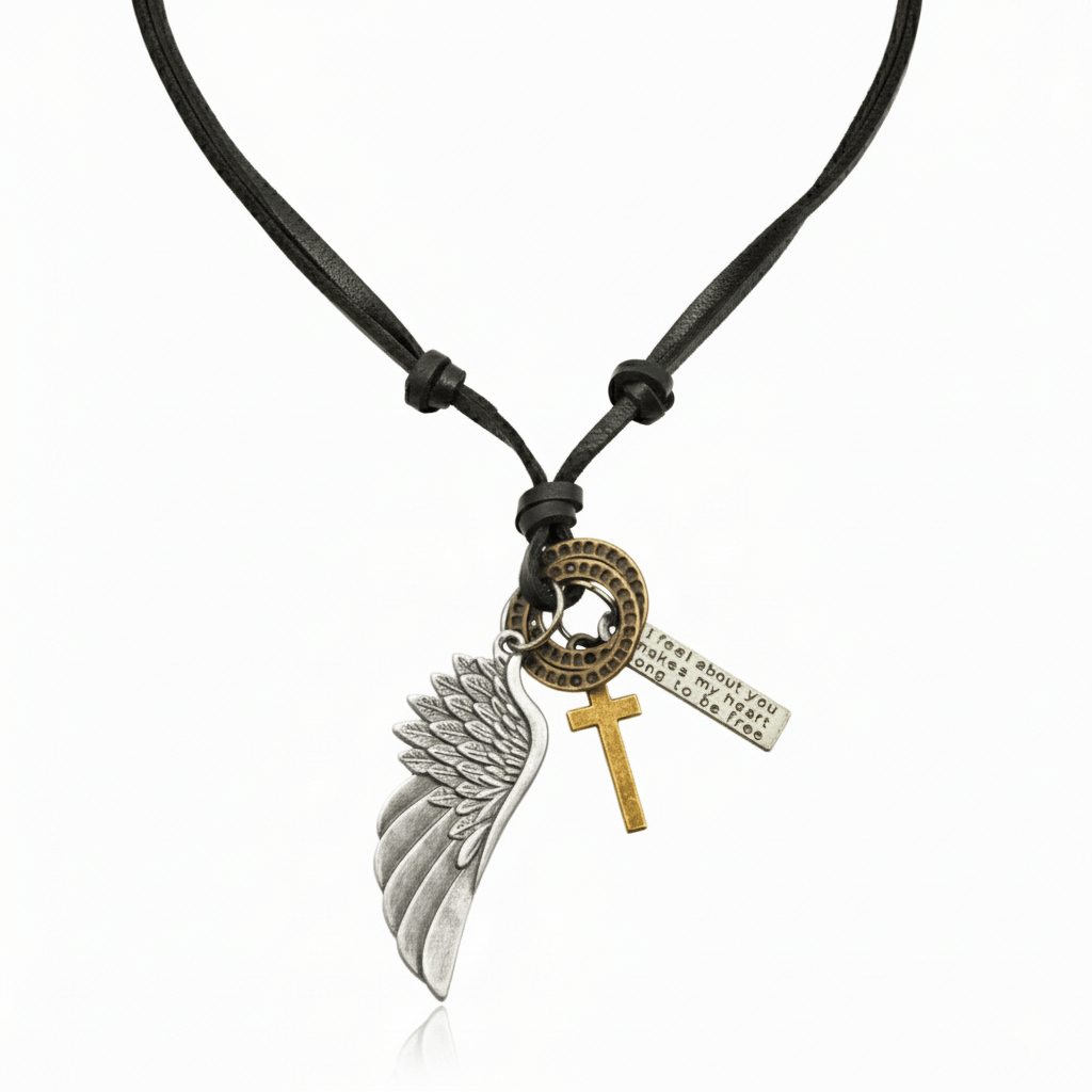 CROSSWING RELIC – 3-Inch Pure Stainless Steel Pendant with  Adjustable Leather Rope for Men & Boys - THE MEN THING