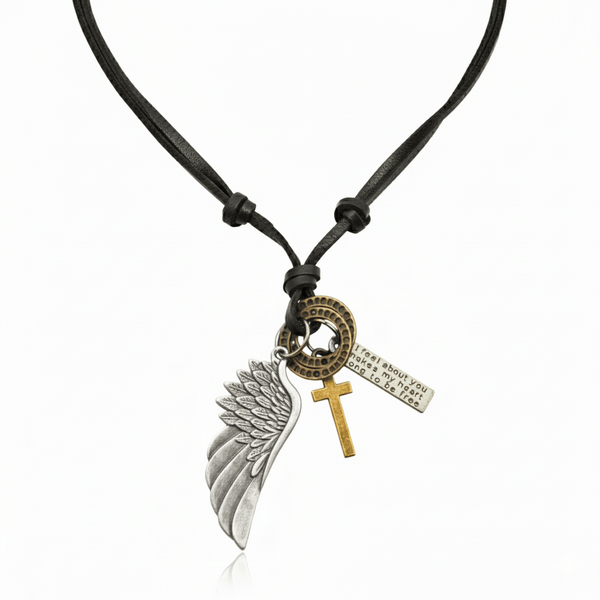 CROSSWING RELIC – 3-Inch Pure Stainless Steel Pendant with  Adjustable Leather Rope for Men & Boys