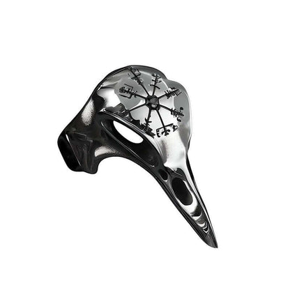 CROW SKULL VIKING - Titanium Steel Ring with Black Stone - Size, 17-21- 24) - THE MEN THING