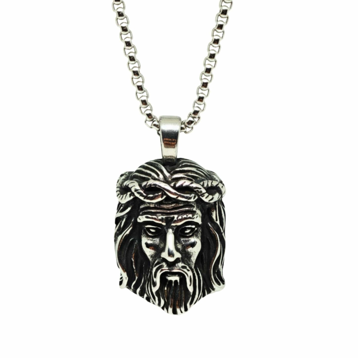 CROWN OF FAITH - 26mm Titanium Steel Pendant with 24inch Round Box 5mm Chain for Men & Boys — SS Pendant/ Necklace for Men | THE MEN THING